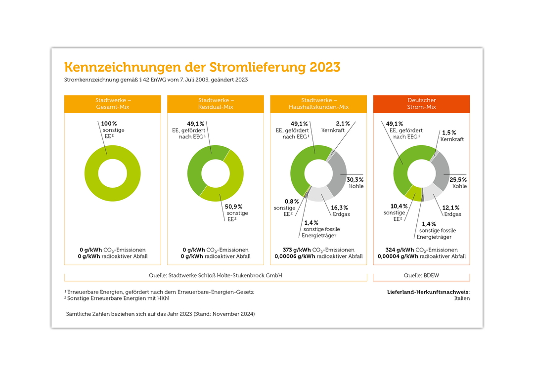Kennzeichnung der Stromlieferung 2021